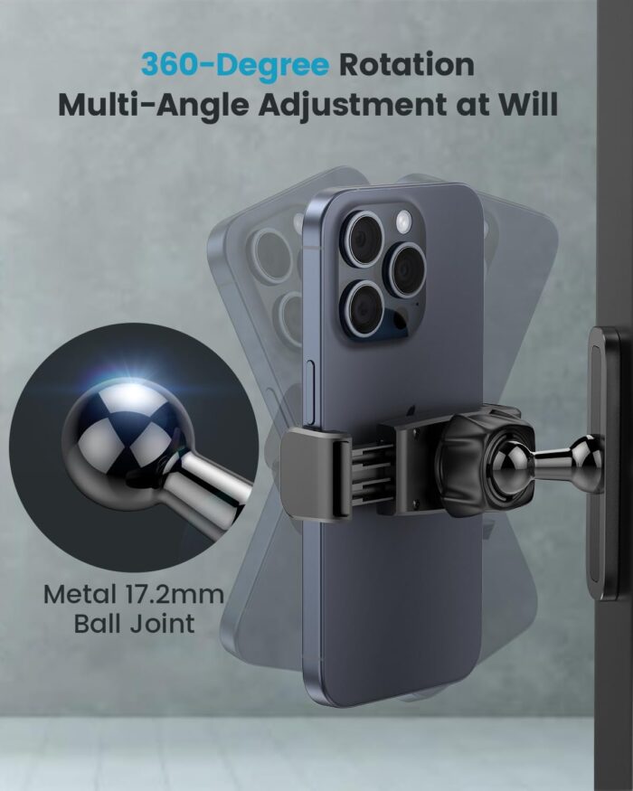 APPS2Car Magnetic Mount for GYM, 360 Adjustable Magnetic Phone golf Mount, Magnetic Phone Holder Compatible with 4.7-6.5" Smartphones, Alloy Base and Joint, Black Cradle - Image 4