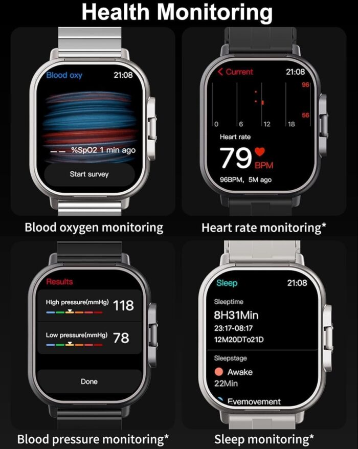 2-in-1 Smartwatch with TWS Earbuds | 2.01” HD Touchscreen, IP67 Waterproof Fitness Tracker | Bluetooth Wireless Headphones | Heart Rate, Blood Pressure, Sleep Monitor | Smart Watch for Men & Women - Image 6