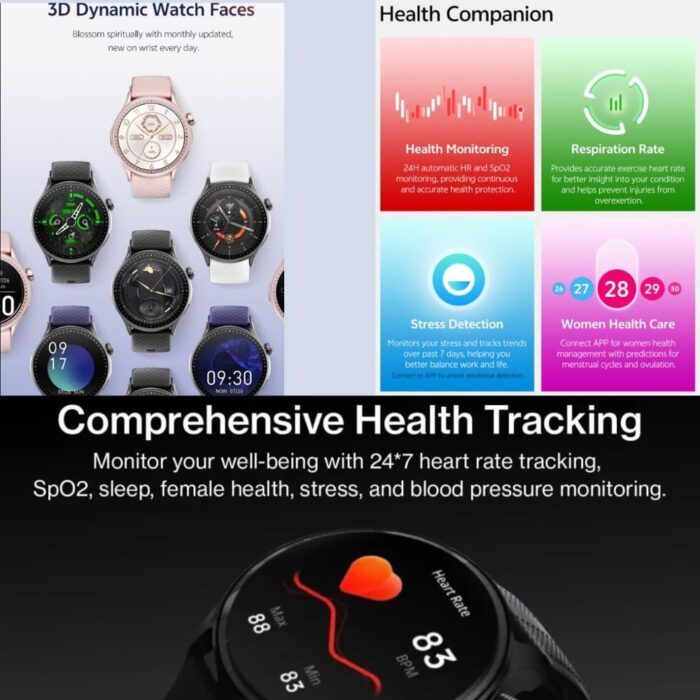 TCH Smart Watch Z40+ Tech Sense for Men Women Bluetooth Calls/SMS, Fitness watches Activity Tracker with Heart Rate, Blood Oxygen, KCAL, IP68 Waterproof, smartwatches For Android+iOS - Image 7