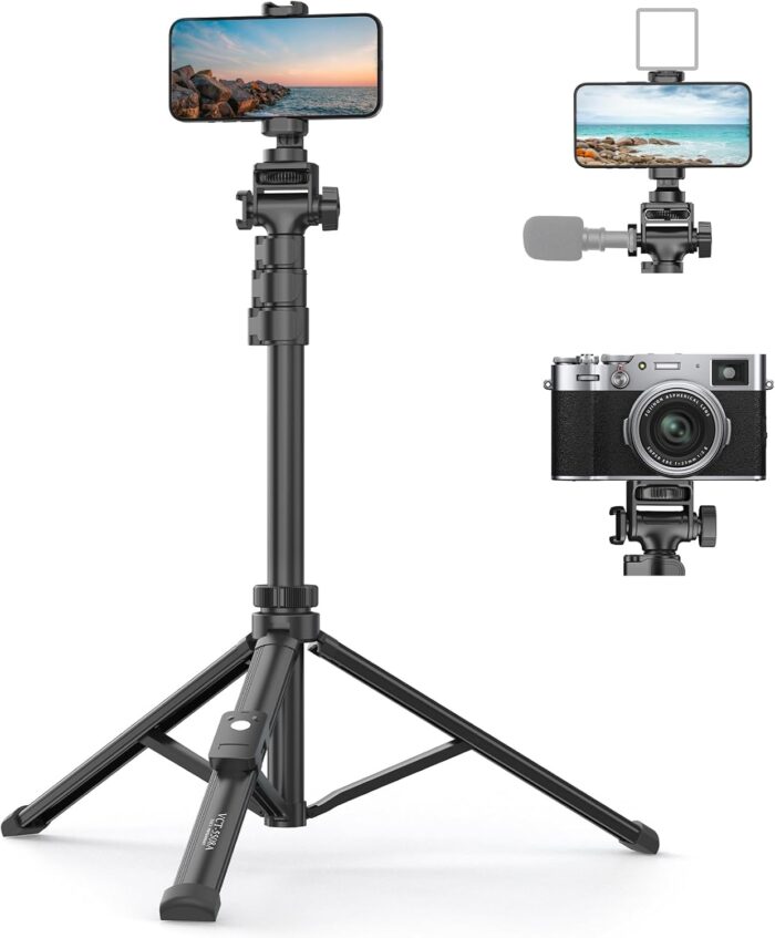 TONEOF 170cm Phone Camera Tripod Stand with Remote & Phone Holder, Tripod for Travel/Video Recording,Tall Smartphone Tripod Compatible with iPhone/Android//Webcamera