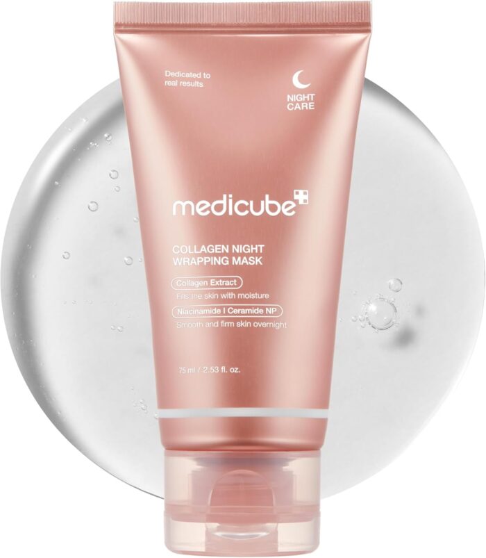 medicube Collagen Overnight Wrapping Peel Off Facial Mask Pack – Elasticity & Hydration Care, Reduces Sagging & Dullness – Hydrolyzed Collagen For Glowing Skin – Korean Skin Care, 2.53 fl.oz