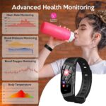 Fitness Tracker with 24/7 Heart Rate Sleep Blood Oxygen Monitor, IP67 Waterproof Smart Watch, 0.96'' Touch Color Screen, Step Counter Health Activity Trackers for Women Men (Black) - Image 2