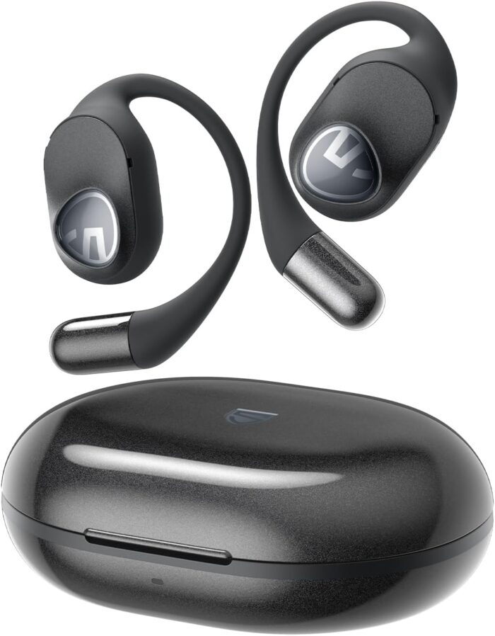 SoundPEATS GoFree 2 Bluetooth Headphones 5.3 Bluetooth Sport Earphones with Ear Hooks Hi-Res Audio LDAC Codec, 16.2 mm Multipoint Driver, Lightweight Open Ear Design 4 Microphones 35 Hours