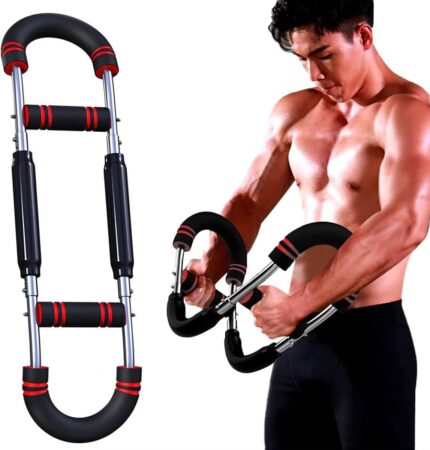 Twister Arm Exerciser U Shape Chest Expander, Upper Body Adjustable Spring Workout Bar Strength Trainer Forearm Triceps Enhanced Exercise Strengthener Portable Home Fitness Equipment for Biceps Muscle