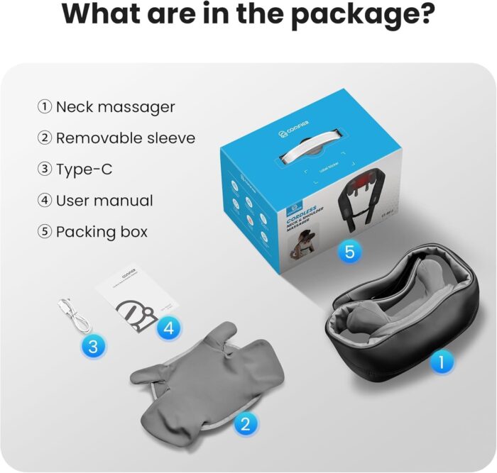 Comfier Shiatsu Neck & Shoulder Massager Wireless 4D-Rotation Neck Massage with Heating and Vibration, Electric Massage Device for Office Home, Gift Mom Dad - Image 8