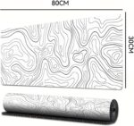 ECVV Gaming Mouse Pad XL - 80x30cm Large Mouse Mat with Anti-Slip Rubber Base for Keyboard and Mouse, for Home and Office（White with Black Topographic Line） - Image 5