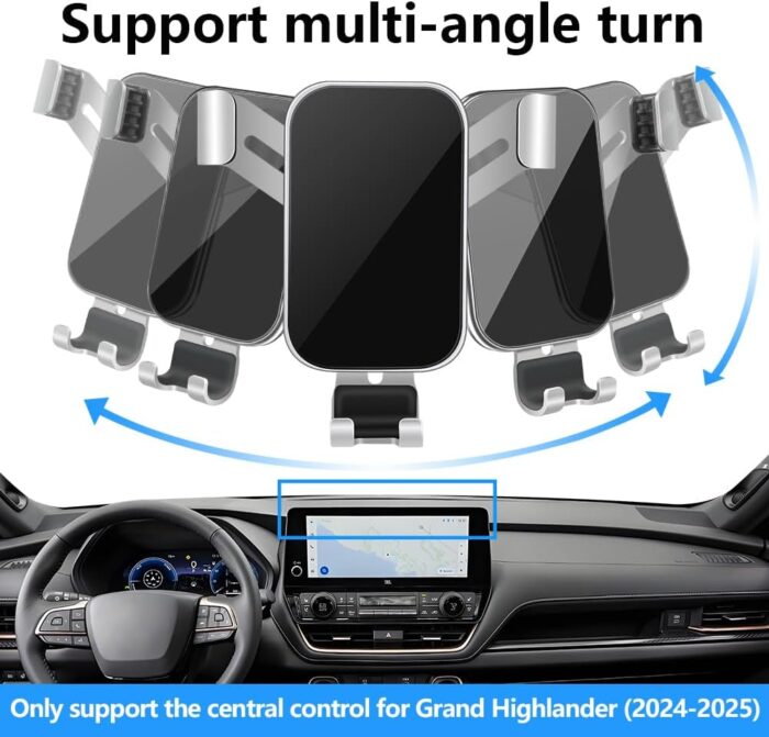 Car Phone Holder Center Console Organizer Tray for Toyota Grand Highlander 2024 2025 [12.3 inch Touch Screen] Auto Interior Accessories Best Cell Phones Mount Mobile Cellphone Stand Dashboard Storage - Image 5
