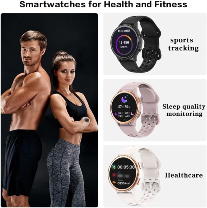 little meatball Fitness Tracker Smartwatch for Women, 1.27 Inch, 400+ Watch Faces, Calls, Female Health Tracking, 70+ Sport Modes, Heart Rate Monitor, iPhone & Android Compatible (Starlight) - Image 4