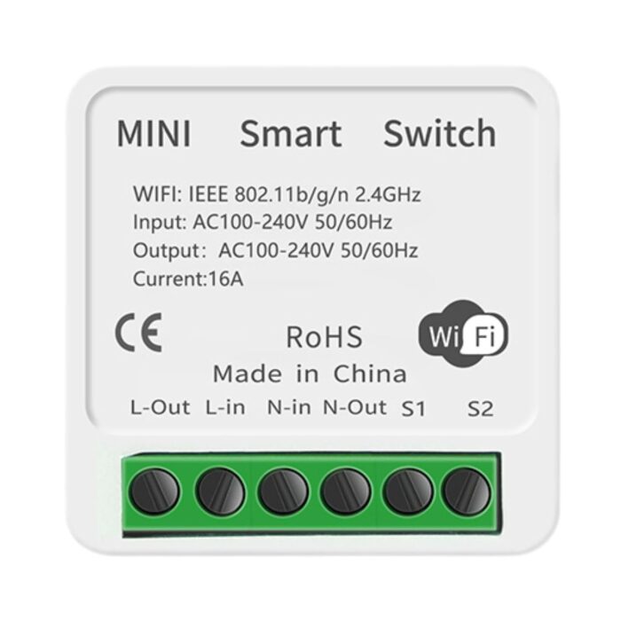 Sanofuturion WiFi Smart Switch Module, Mini DIY Breaker Module, Compatible with Tuya/Smart Life, Alexa, Google Home, Fits Behind Rocker Wall Switch, Support 1/2 Way Switch,Need Neutral Wire (1Pack)