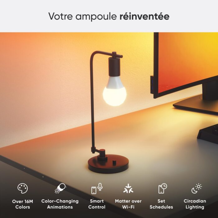 Nanoleaf Matter Essentials 2 Pack Wifi Smart LED Bulbs E27 Smart RGBW Smart Lights, Custom Timetables, App/Voice Control (Compatible with Alexa, Apple, Google), Living Room Office Gaming - Image 2
