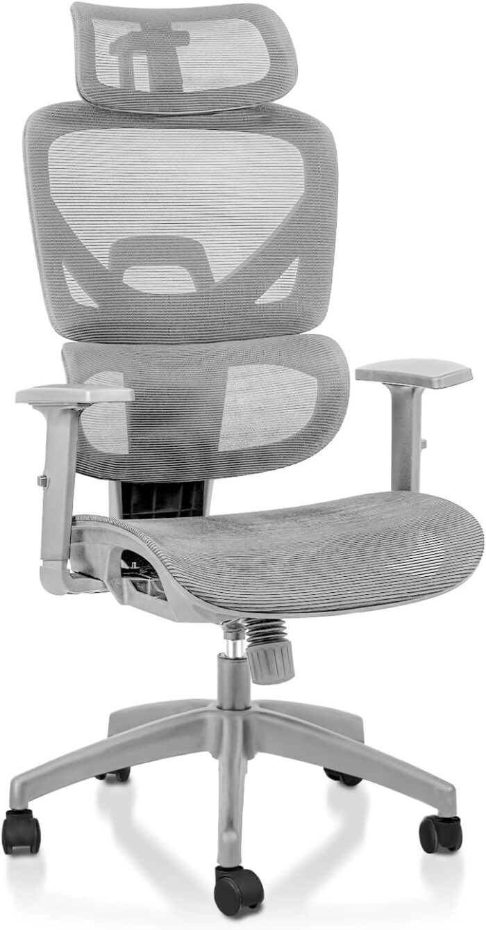 Office Chair Computer Chair Ergonomic High Back Gaming Chairs Reclining & Height Adjustable Computer Chair with Neck and Massage Lumbar Support, Comfortable Armrest Headrest (Grey)