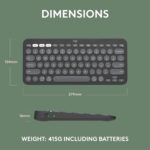 Logitech Pebble Keys 2 K380s, Multi-Device Bluetooth Wireless Keyboard with Customisable Shortcuts, Slim and Portable, Easy-Switch for Windows, macOS, iPadOS, Android, Chrome OS, ARA Layout - Graphite - Image 7