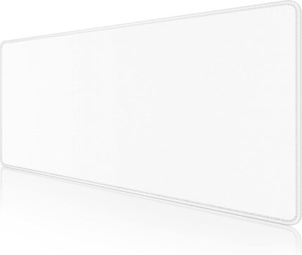 Dapesuom Large Gaming Mouse Pad, Extended Mousepad with Stitched Edges, Water Resist Keyboard Pad with Non-Slip Base, Big XXL Mousepad Desk Mat for Gamer, Laptop, Office, 31.5×15.7in, Ivory White