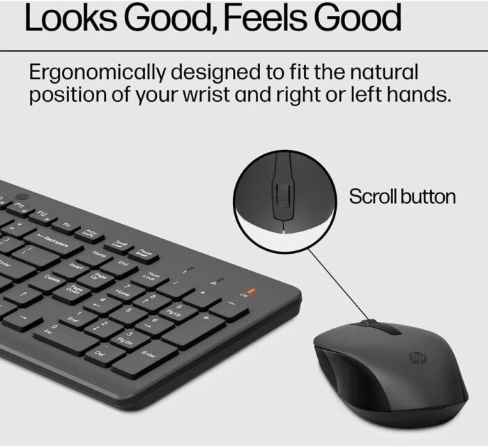 HP 330 Wireless Keyboard and Mouse Combo - 2.4 Ghz Wireless USB Receiver - Chiclet Keys, 12 Keyboard Shortcuts - 1600 DPI Multi-Surface Mouse - LED Num Lock, Caps Lock, Scroll Lock (2V9E6AA) - Image 6