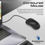 Promate Wired Keyboard and Mouse Combo, Ergonomic Slim Full-Size Quiet Keyboard, 2400 DPI Ambidextrous Mouse, Spill-Resistance, Media Keys, Plug and Play for iMac, MacBook Pro, Dell, COMBO-CM6.E/A - Image 5