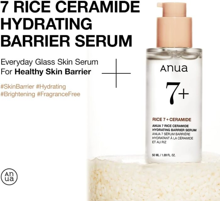 ANUA Rice Ceramide 7 Hydrating Barrier Serum, Brightening, Hydrating Serum for Face, Rice, Hyaluronic Acid, Niacinamide, Fragrance-free, Non comodogenic, Glass Skin, Korean Skin Care, 50ml/1.69fl.oz. - Image 2