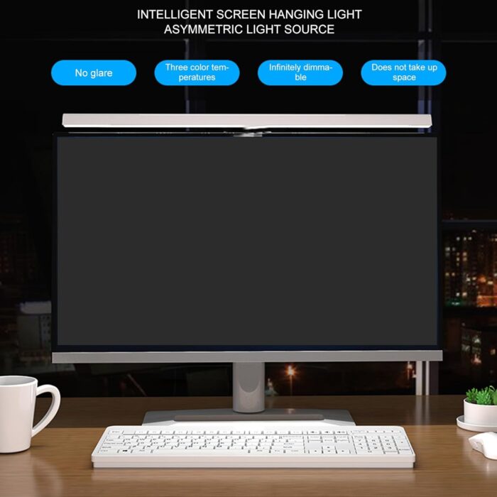 Dpofirs Computer Screen Monitor Lamp, PC Monitor Light Bar, e-Reading LED Lamp with Stepless Dimmable, Touch Control, Quick Reading Mode, 3 Color Temperature Adjustment, Timer 60min Off (White) - Image 4