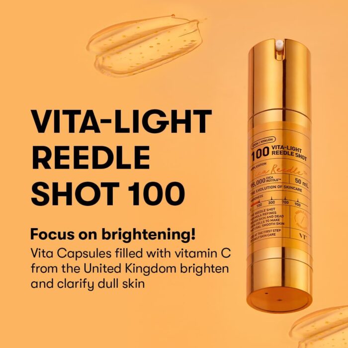 VT Cosmetics Vita-Light Reedle Shot 100, Serum with Vitamin C Capsules, Vitamin E, Hydrating Care, Korean Skincare for Sensitive Skin 1.69Fl Oz(50ml) - Image 2