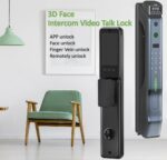 Smart Lock with Camera,3D Facial Recognition, Realtime Monitoring and WiFi Video Intercom Lock,APP Remote Control,Smart Home Device for Apartment Hotel Home Office… (R8), Black - Image 2