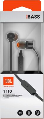 JBL Tune 110 Wired In-Ear Headphones, Deep and Powerful Pure Bass Sound, 1-Button Remote/Mic, Tangle-Free Flat Cable, Ultra Comfortable Fit - Black, JBLT110BLK - Image 7