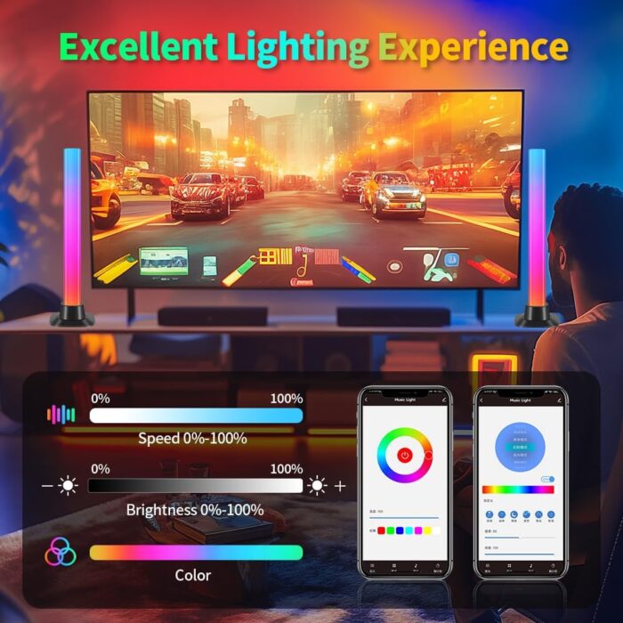 CANMEIJIA RGB Light Bars, Smart Light Bar 2PCS 30CM 16 Million Colors, APP Control and Voice Control, Timer, Scene and Music Modes, for Gaming PC Bedroom Accessories Computer Case,Party - Image 6