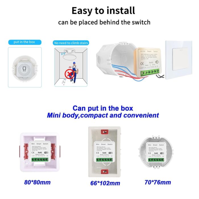 Sanofuturion WiFi Smart Switch Module, Mini DIY Breaker Module, Compatible with Tuya/Smart Life, Alexa, Google Home, Fits Behind Rocker Wall Switch, Support 1/2 Way Switch,Need Neutral Wire (1Pack) - Image 6