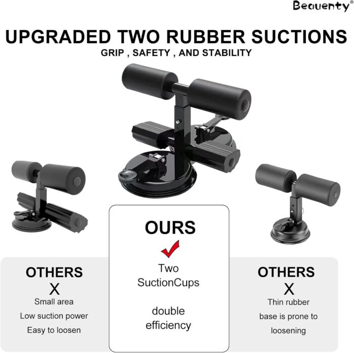 Beauenty Portable Sit Up Bar Foot Holder with Greater Suction, Adjustable Height, and Multi-Functional Exercise Options – Safe & Comfortable Sit Up Machine for Home & Outdoor Workouts - Image 3