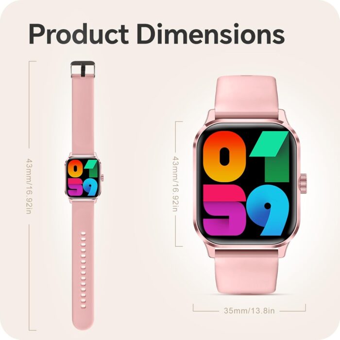 Smart Watch for Women Men,Baytion Fitness Tracker Watch for Android Phones iPhone Compatible,IP67 Waterproof 1.85” HD Smart Watches with Blood Pressure, Heart Rate Monitor,100+ Sport Modes(Pink) - Image 2