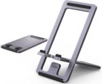 UGREEN Cell Phone Stand Portable Mobile Stand Adjustable iPhone Holder for Desk Foldable Adjustable Viewing Angle Stable Alloy Metal Mobile Holder Fit for All Phones iPhone 16 Pro Max S25 Ultra