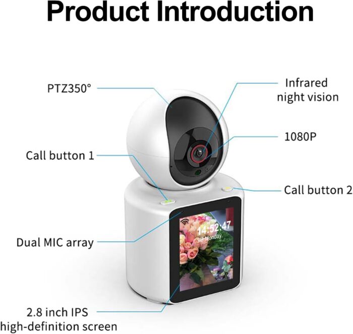 LASTCOW Two Way Pet Camera with 2.8 inch HD Screen, 1080P Video Calling Camera for Indoor Home Security, Indoor Home Nanny/Dog/Baby Security Device with Phone App - Image 8