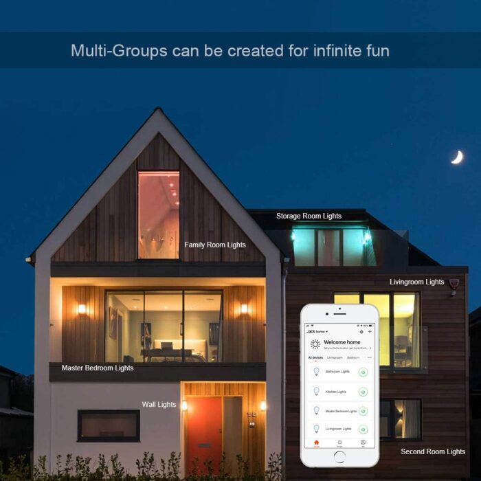SKY-TOUCH 2Pcs Smart Led Bulb E27 Remote Control Color Adjustable Light Works With Amazon Alexa/Echo Google Home/Assistant, 190V/240V, 10W, 800 Lumens - Image 8