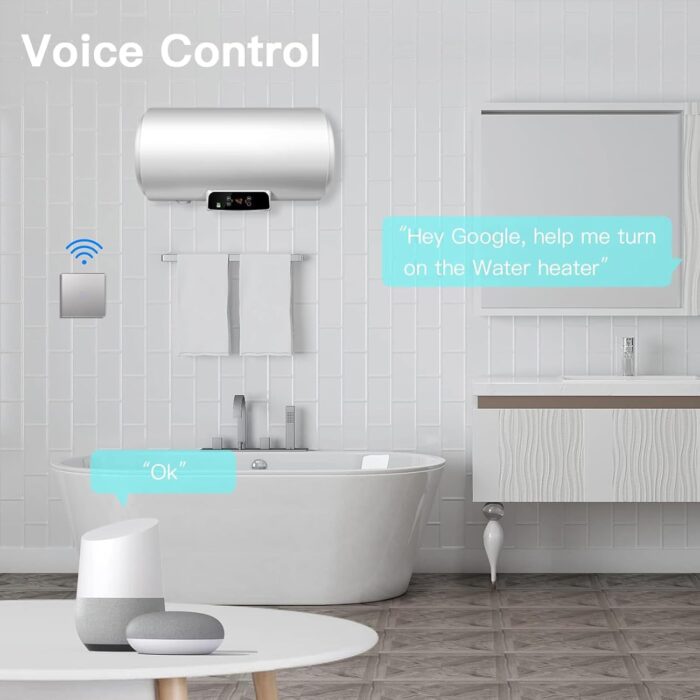 BSEED Smart WIFI Water Heater Switch, Neutral Wire Required, 1 Gang 1 Way, Compatible with Alexa & Google Home, APP Remote Control, Voice Control and Timing, No Hub Required (Grey, 40A) - Image 3