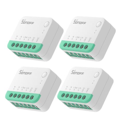 SONOFF MINIR4M Matter Smart Switch, 2 Way Smart Switch, WiFi Wall Switch, Support Matter Protocol, Voice Control 4 Piece Compatible with Alexa/Google Home/Home Assistant, 2400W/10A – 4 PCS