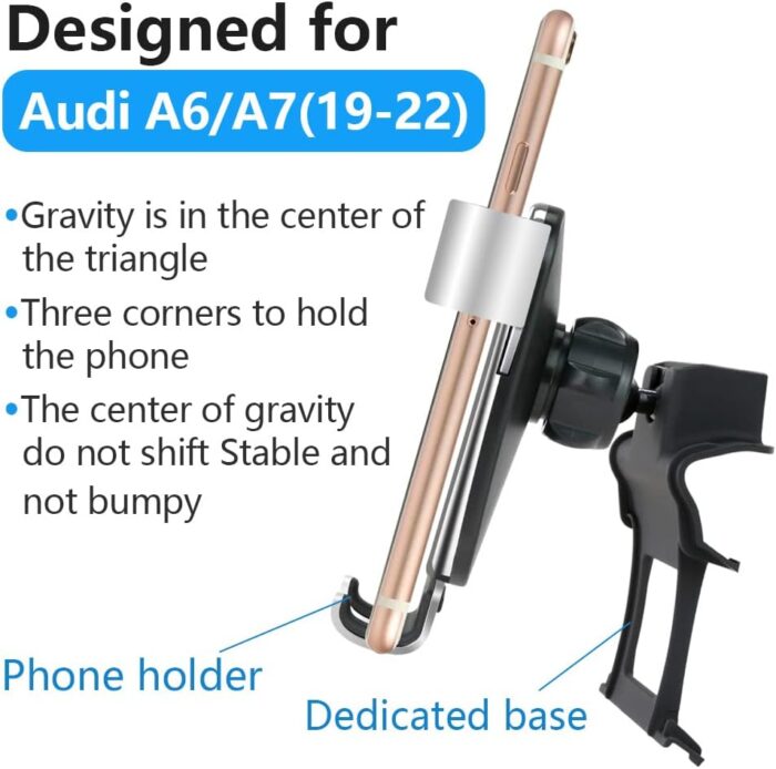 LUNQIN Car Phone Holder for Audi A6 A7 S6 S7 RS6 RS7 2019 2020 2021 2022 2023 2024 2025 Auto Interior Accessories Best Phones Mount Cell Cellphone Mobile Cradle Charging Navigation Bracket Accessory - Image 6