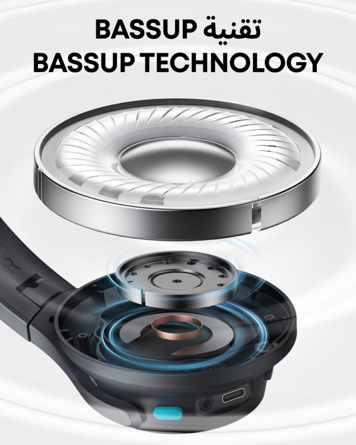 Soundcore Q11i Wireless Over-Ear Bluetooth Headphones by Anker, Deep Bass, 60H Playtime, Hi-Res Audio, Detachable Ear Cushions, Multipoint Connection - Image 3