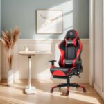 SKY-TOUCH New Upgrade Ergonomic Gaming Chair,Height Adjustable Computer Gaming Chair with Footrest,Adjustable Armrests,Fulled PU Leather, Swivel & Tilt,54x52x132cm, Red - Image 2