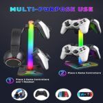 0TO1 TECH Gaming Accessories Stand, Headset Stand, Dual USB Ports, 10 Light Modes, Plus Mating PC Gaming Accessories At the Bottom, Suitable for Headsets /PS5 Controllers/Mobile Phones, Etc - Image 3