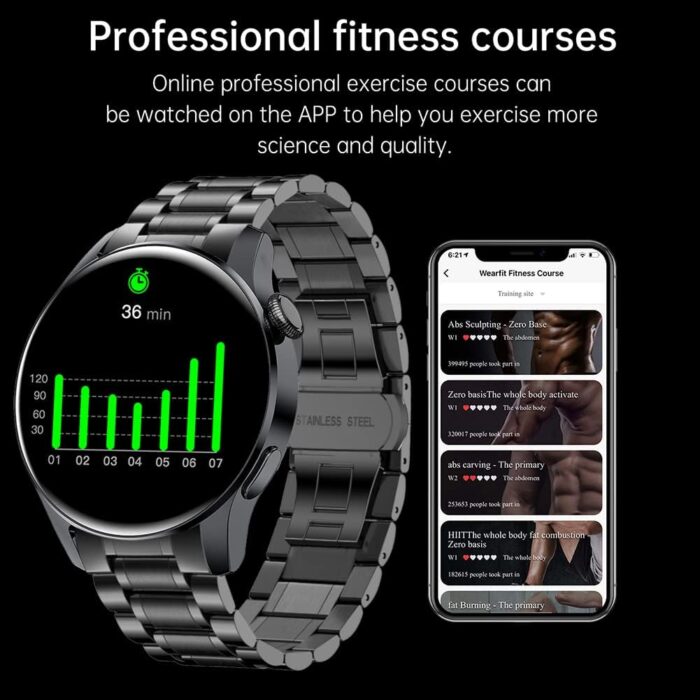 FILIEKEU Men Women Smart Watch Bluetooth Calls Heart Rate Sleep Monitor Steps Mens Smart Watch IP67 Waterproof Fitness Tracker Casual Black Stainless Steel Smart Watches for Android iOS - Image 4