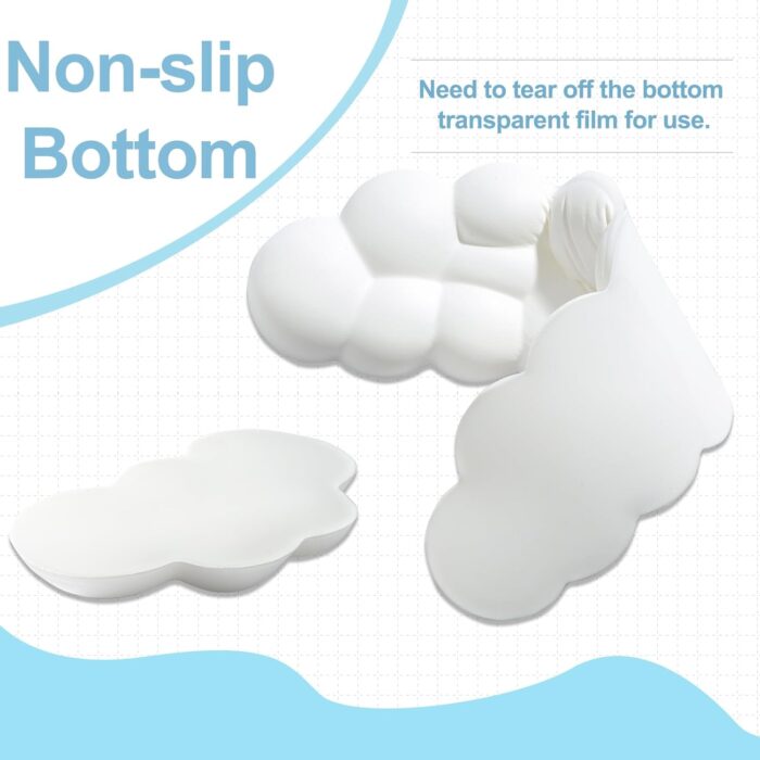 Leolee Keyboard Cloud Wrist Rest & Mouse Wrist Rest Set, White Cloud Wrist Rest w/ Leather Surface Non-Slip Base Cloud Palm Rest Relieve Wrist & Arm Pain PC Gaming/Office/Computer/Laptop(CD001) - Image 5