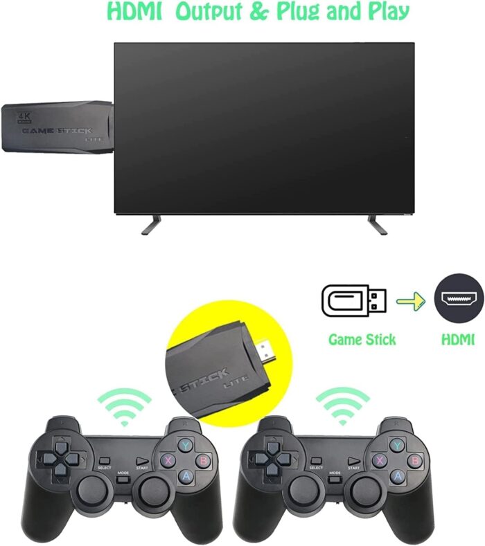 Portal AE Game Console with Dual 2.4G Controllers Plug & Play Video Game Stick Games, Emulators,Great Gift for Adults and Kids (32G) - Image 3