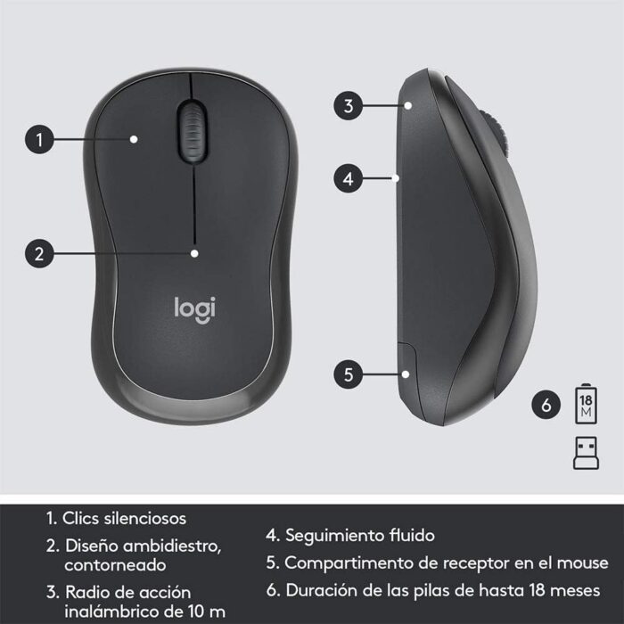 Logitech MK295 Silent Wireless Keyboard Mouse Set Combo (Black) - Image 7