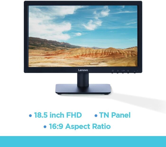 Lenovo - D19-10, 18.5 Inch (46.99 Cm) 1366 X 768 Pixels Led Hd Monitor, Tn Panel, (5Ms Response Time - 200 Nits Brightness Hdmi and Vga Port - Hdmi Cable Included - 72% Color Gamut) (Raven Black) - Image 6