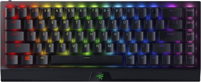 Razer BlackWidow V3 Mini HyperSpeed – Phantom Edition, 65% Wireless Mechanical Gaming Keyboard, Yellow Mechanical Switches, RGB customizable backlighting, Doubleshot ABS keycaps, US Layout – Black