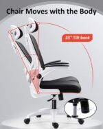 Ergonomic Office Chair, Adjustable Lumbar Support & Headrest & 35° Recline Executive Chair, Breathable Comfortable Swivel Mesh Gaming Chair for Home, Office and Study (White) - Image 7