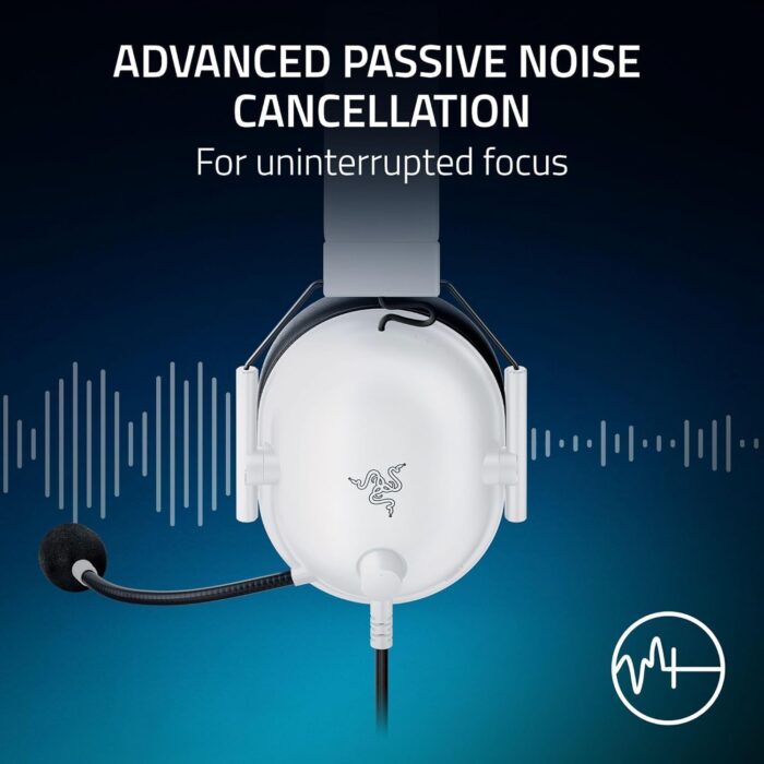 Razer BlackShark V2 X PlayStation licensed Gaming Headset: 50mm Drivers, Cardioid Mic, Lightweight, Noise Isolating Earcups, for PS5, Xbox Series X, PC, Switch via 3.5 mm Audio Jack - White - Image 5