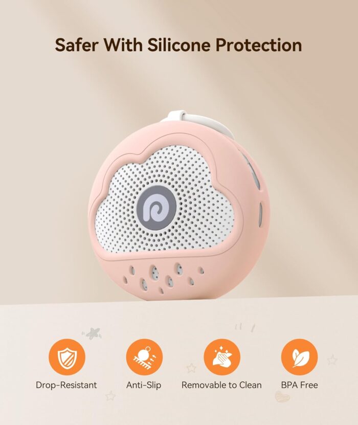 Dreamegg White Noise Machine with Cute Silicone Protective Cover- Portable Sound Machine for Baby Adult, 21 Soothing Sounds for Sleeping, Rechargeable Sleep Aid for Home Travel Nursery Gift Pink - Image 2