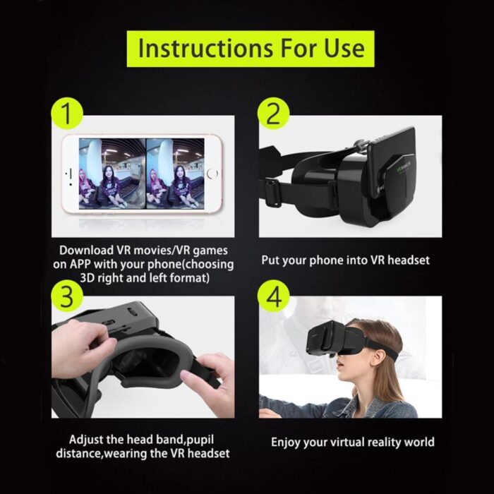 MAKINGTEC VR SHINECON Virtual Reality VR Headset 3D Glasses VR Goggles for TV, Movies & Video Games, Compatibale iOS & Android Smartphone Within 4.7-7 inch Screen, Black - Image 5
