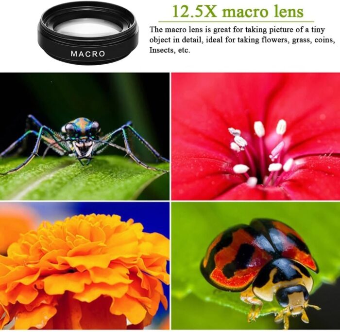 NALACAL Phone Camera Lens, 2 in 1 Professional Phone Camera Lens, Universal Cell Phone Clip-on Lens Kit, 37mm Mobile Phone Lens 0.45x 49uv Super Wide-Angle + Macro HD Lens for All Smartphones - Image 2