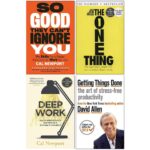 So Good They Can't Ignore You, The One Thing, Deep Work, Getting Things Done 4 Books Collection Set