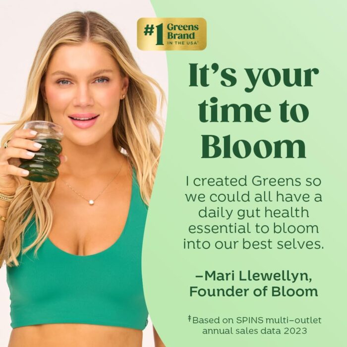 Bloom Nutrition Superfood Greens Powder, Digestive Enzymes with Probiotics and Prebiotics, Gut Health, Bloating Relief for Women, Chlorella, Juice Mix w/Beet Root Powder, 30 SVG, Orange Passionfruit - Image 6